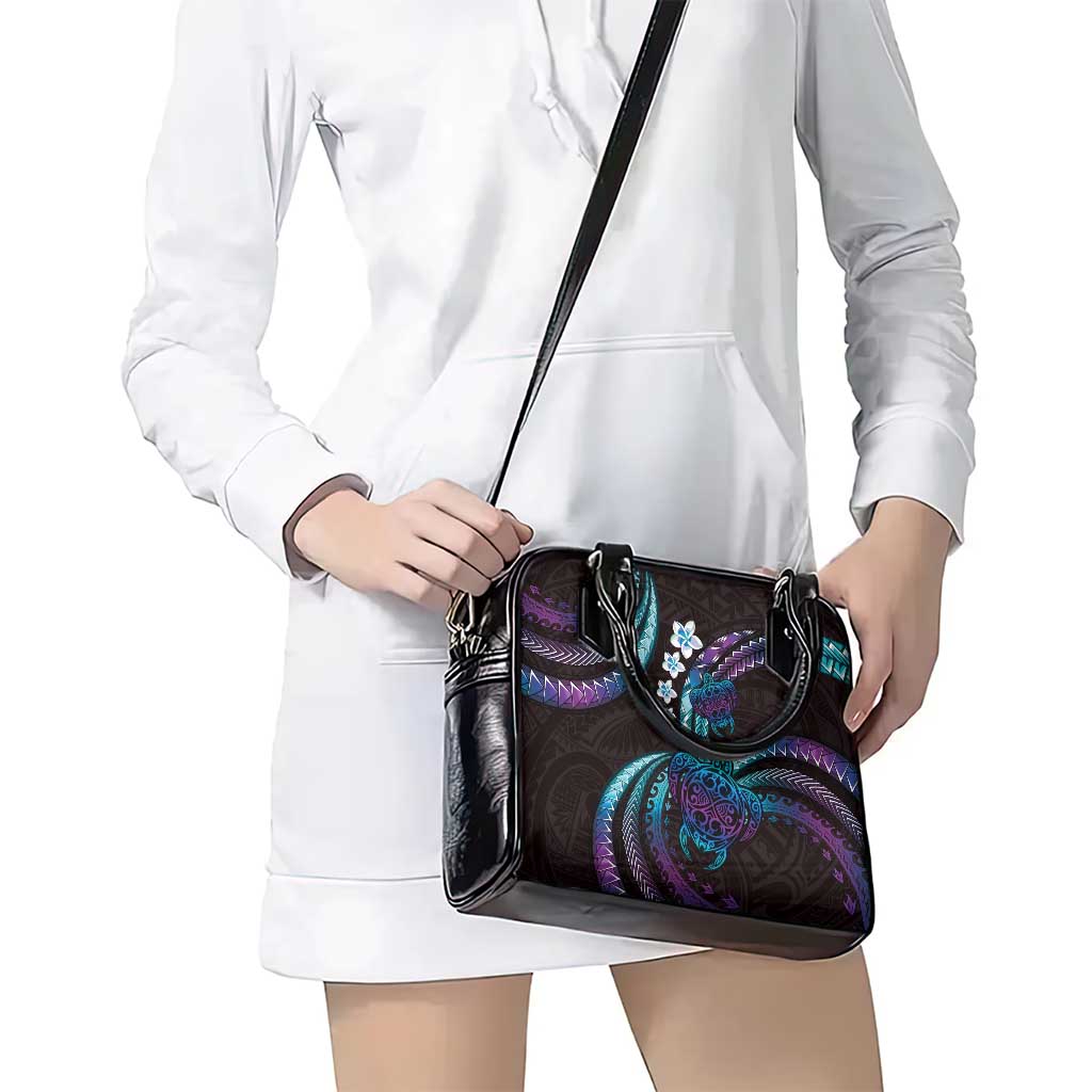 Hawaii Turtles Plumeria Shoulder Handbag Amethyst Gradient Polynesian Pattern LT01 - Polynesian Pride
