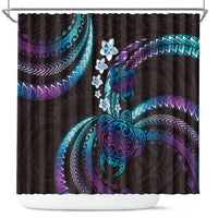 Hawaii Turtles Plumeria Shower Curtain Amethyst Gradient Polynesian Pattern