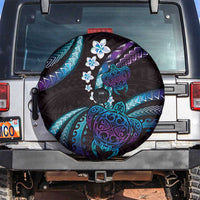 Hawaii Turtles Plumeria Spare Tire Cover Amethyst Gradient Polynesian Pattern