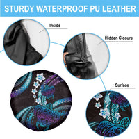 Hawaii Turtles Plumeria Spare Tire Cover Amethyst Gradient Polynesian Pattern