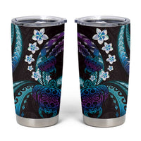 Hawaii Turtles Plumeria Tumbler Cup Amethyst Gradient Polynesian Pattern