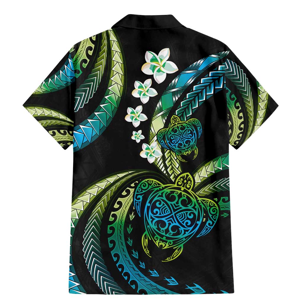 Hawaii Turtles Plumeria Family Matching Mermaid Dress and Hawaiian Shirt Chartreuse Cyan Polynesian Pattern