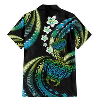 Hawaii Turtles Plumeria Family Matching Mermaid Dress and Hawaiian Shirt Chartreuse Cyan Polynesian Pattern