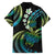 Hawaii Turtles Plumeria Family Matching Puletasi and Hawaiian Shirt Chartreuse Cyan Polynesian Pattern
