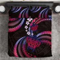 Hawaii Turtles Plumeria Bedding Set Sweet Gradient Polynesian Pattern