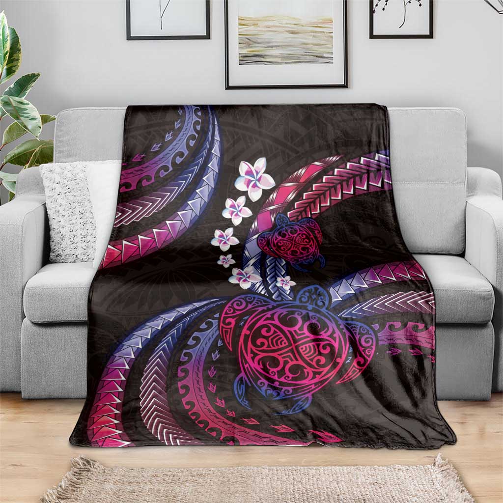 Hawaii Turtles Plumeria Blanket Sweet Gradient Polynesian Pattern