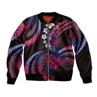 Hawaii Turtles Plumeria Bomber Jacket Sweet Gradient Polynesian Pattern LT01 Unisex Pink - Polynesian Pride
