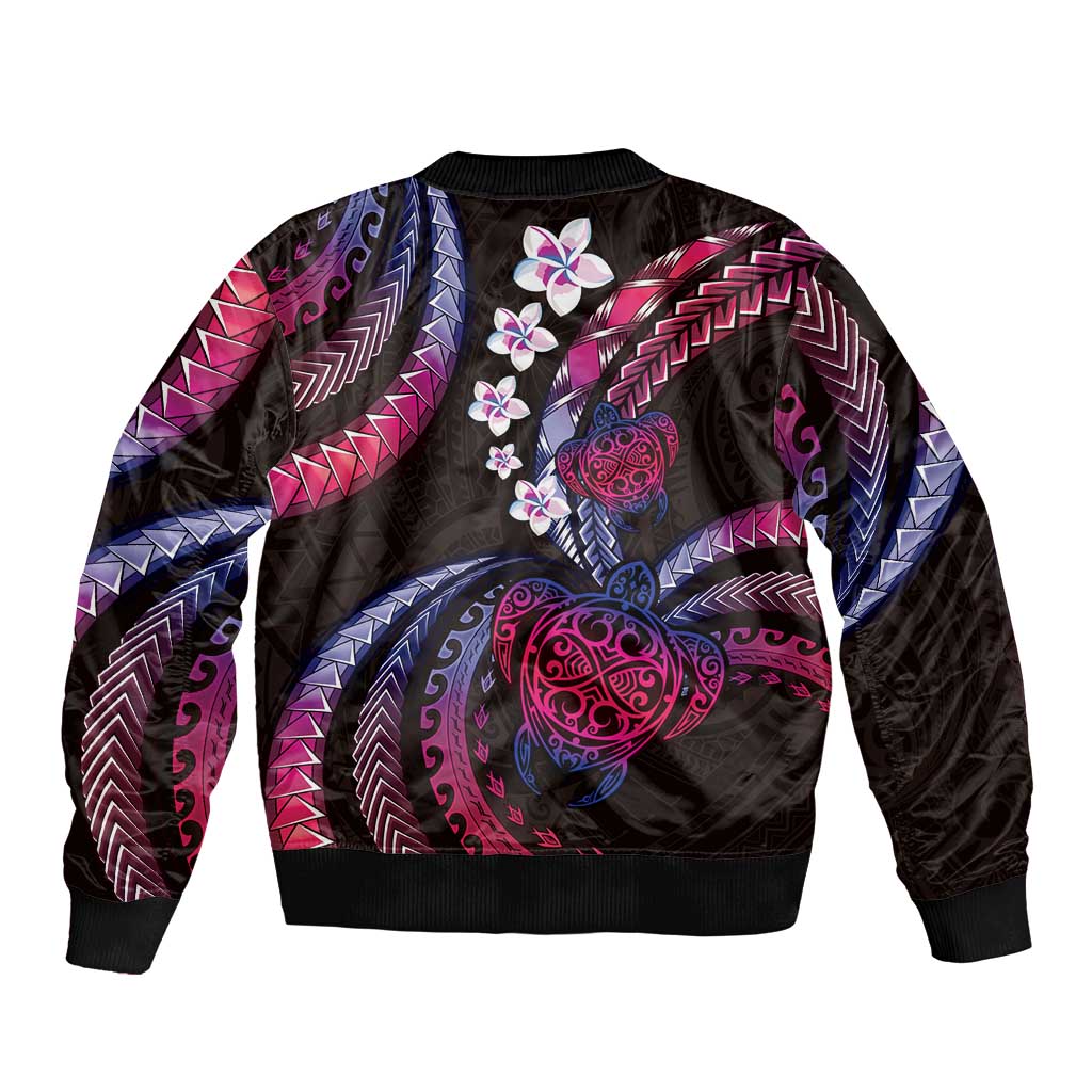 Hawaii Turtles Plumeria Bomber Jacket Sweet Gradient Polynesian Pattern LT01 - Polynesian Pride