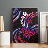Hawaii Turtles Plumeria Canvas Wall Art Sweet Gradient Polynesian Pattern