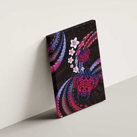 Hawaii Turtles Plumeria Canvas Wall Art Sweet Gradient Polynesian Pattern