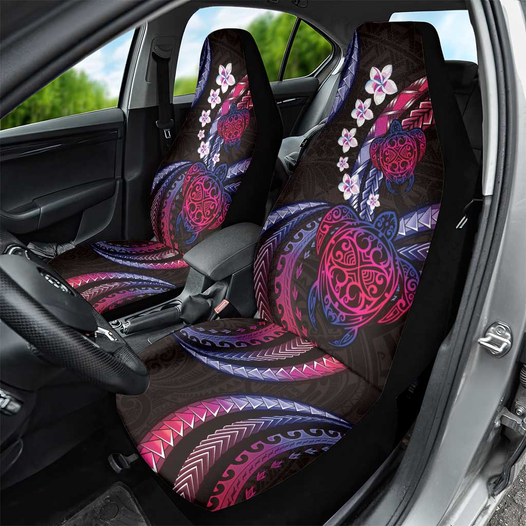 Hawaii Turtles Plumeria Car Seat Cover Sweet Gradient Polynesian Pattern