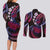 Hawaii Turtles Plumeria Couples Matching Long Sleeve Bodycon Dress and Long Sleeve Button Shirt Sweet Gradient Polynesian Pattern