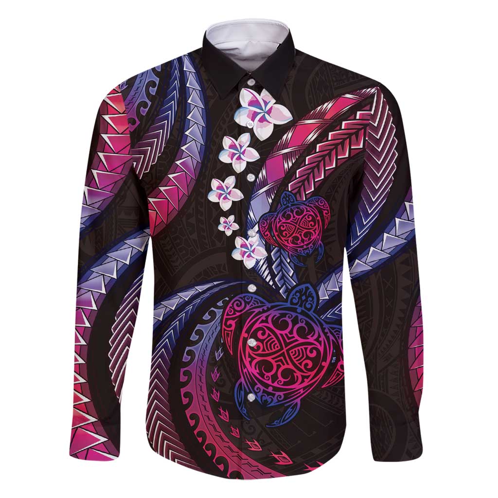 Hawaii Turtles Plumeria Family Matching Mermaid Dress and Hawaiian Shirt Sweet Gradient Polynesian Pattern