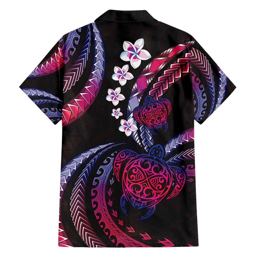 Hawaii Turtles Plumeria Family Matching Off Shoulder Short Dress and Hawaiian Shirt Sweet Gradient Polynesian Pattern