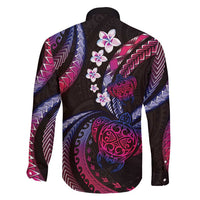 Hawaii Turtles Plumeria Family Matching Off Shoulder Short Dress and Hawaiian Shirt Sweet Gradient Polynesian Pattern