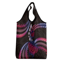 Hawaii Turtles Plumeria Grocery Bag Sweet Gradient Polynesian Pattern