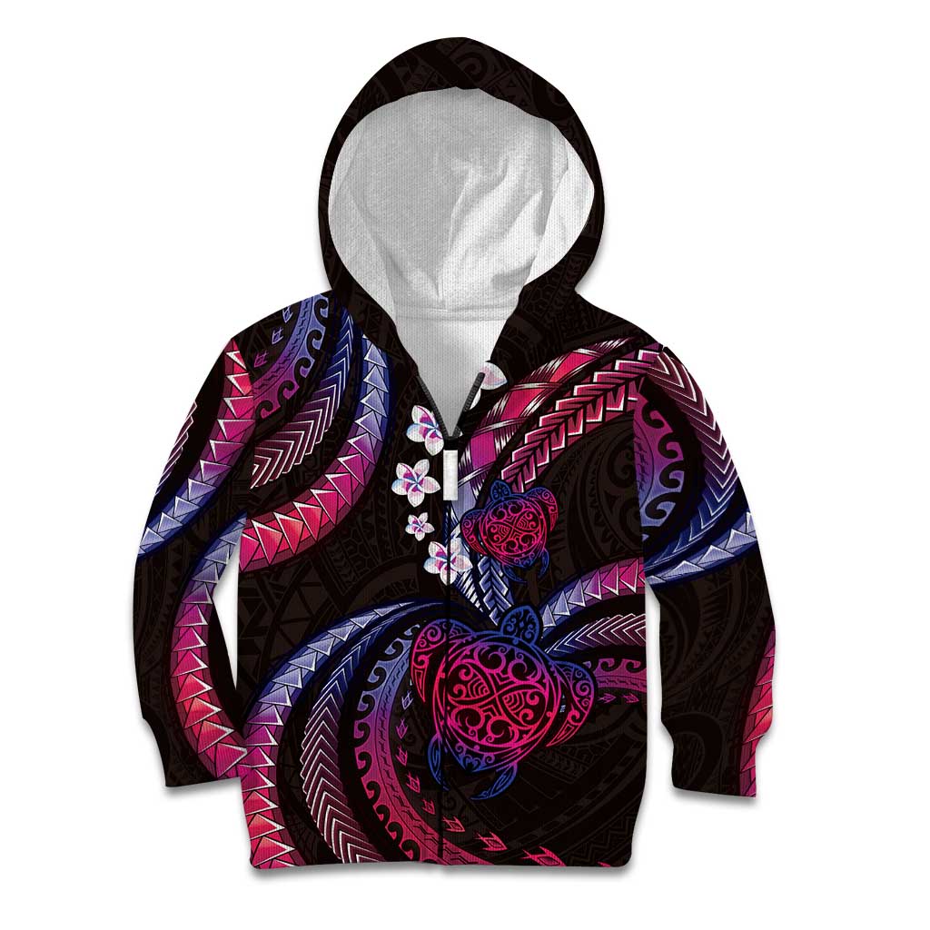 Hawaii Turtles Plumeria Kid Hoodie Sweet Gradient Polynesian Pattern