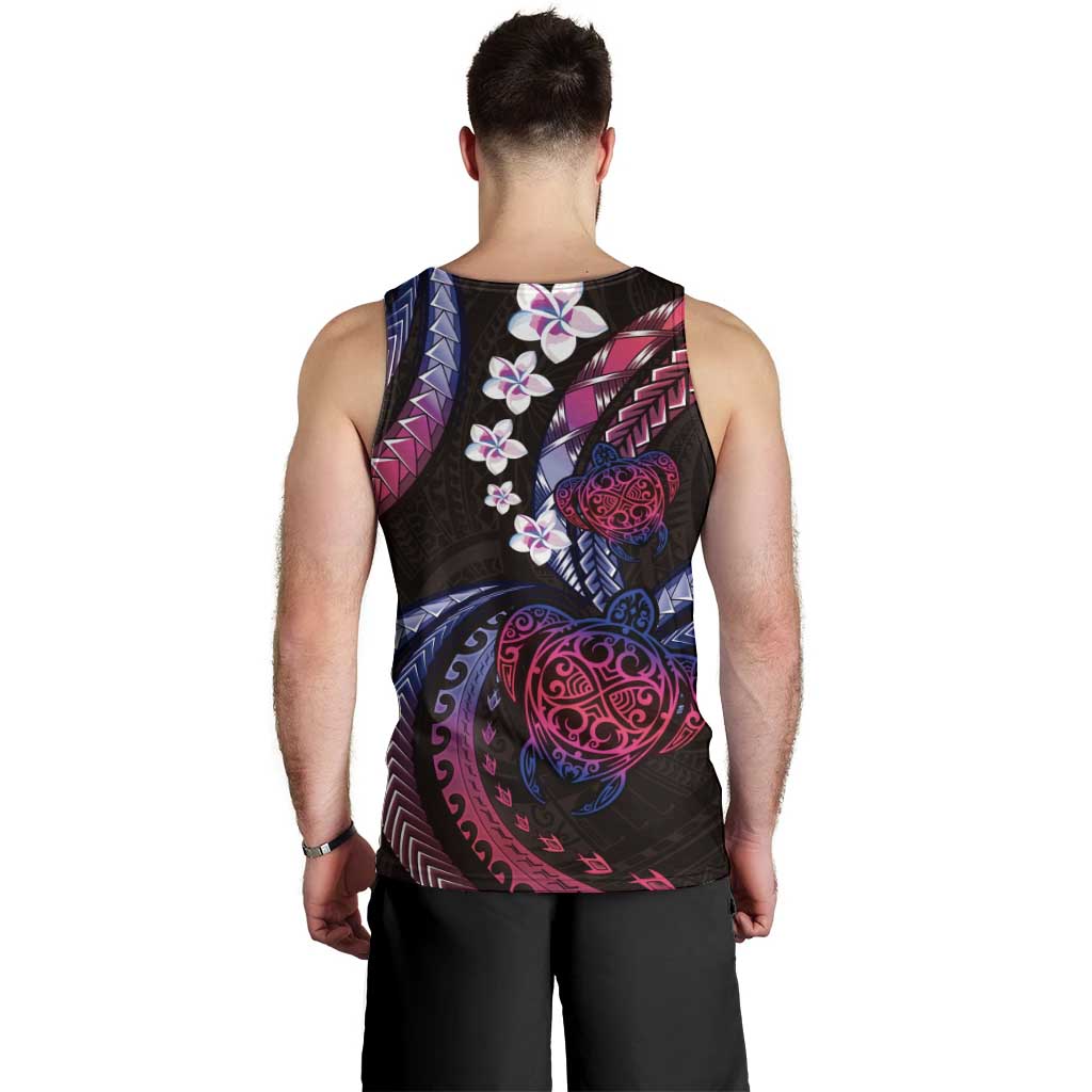 Hawaii Turtles Plumeria Men Tank Top Sweet Gradient Polynesian Pattern