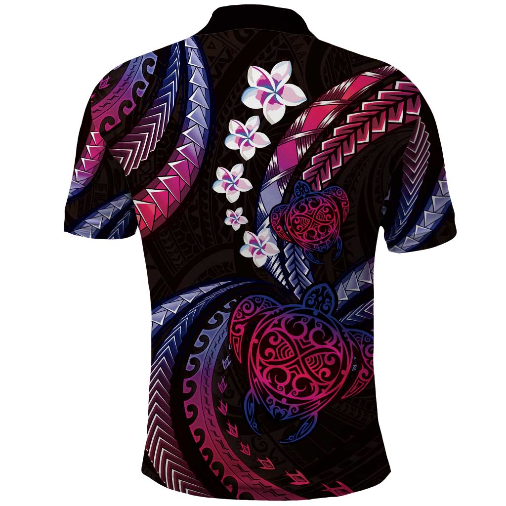 Hawaii Turtles Plumeria Polo Shirt Sweet Gradient Polynesian Pattern