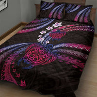 Hawaii Turtles Plumeria Quilt Bed Set Sweet Gradient Polynesian Pattern