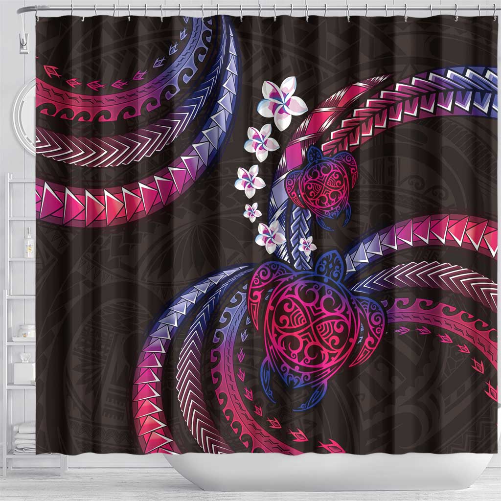 Hawaii Turtles Plumeria Shower Curtain Sweet Gradient Polynesian Pattern