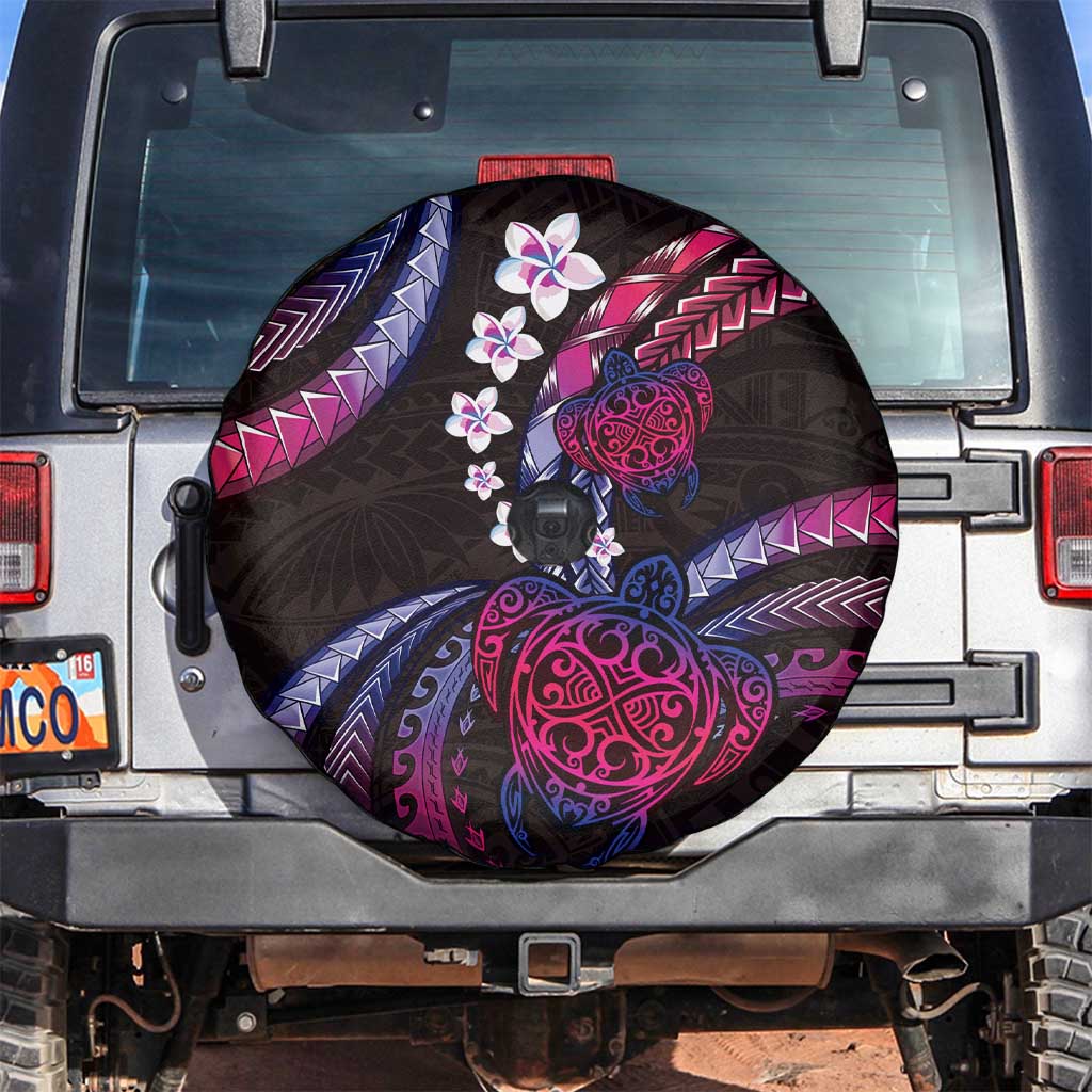 Hawaii Turtles Plumeria Spare Tire Cover Sweet Gradient Polynesian Pattern