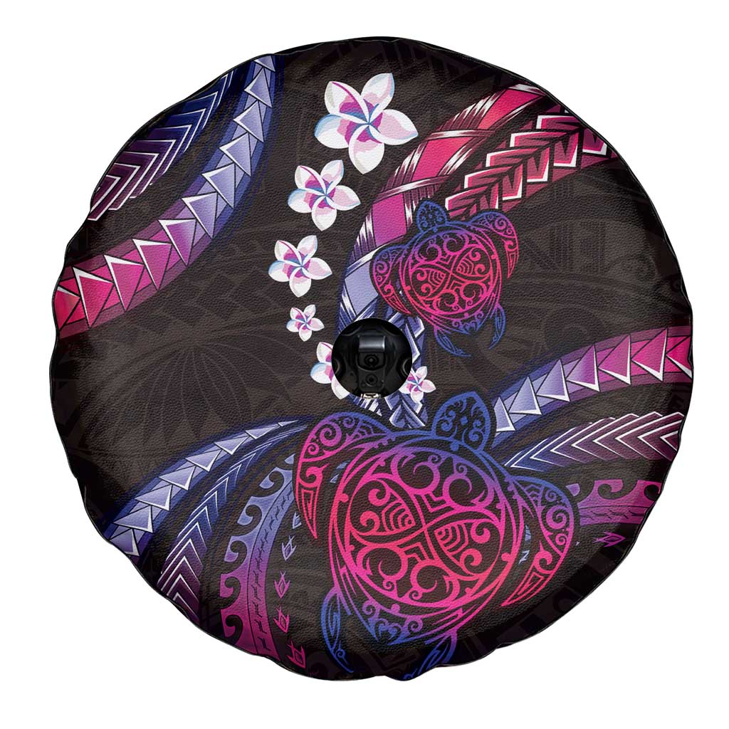 Hawaii Turtles Plumeria Spare Tire Cover Sweet Gradient Polynesian Pattern
