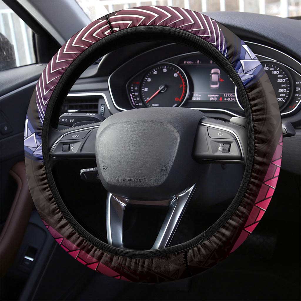 Hawaii Turtles Plumeria Steering Wheel Cover Sweet Gradient Polynesian Pattern