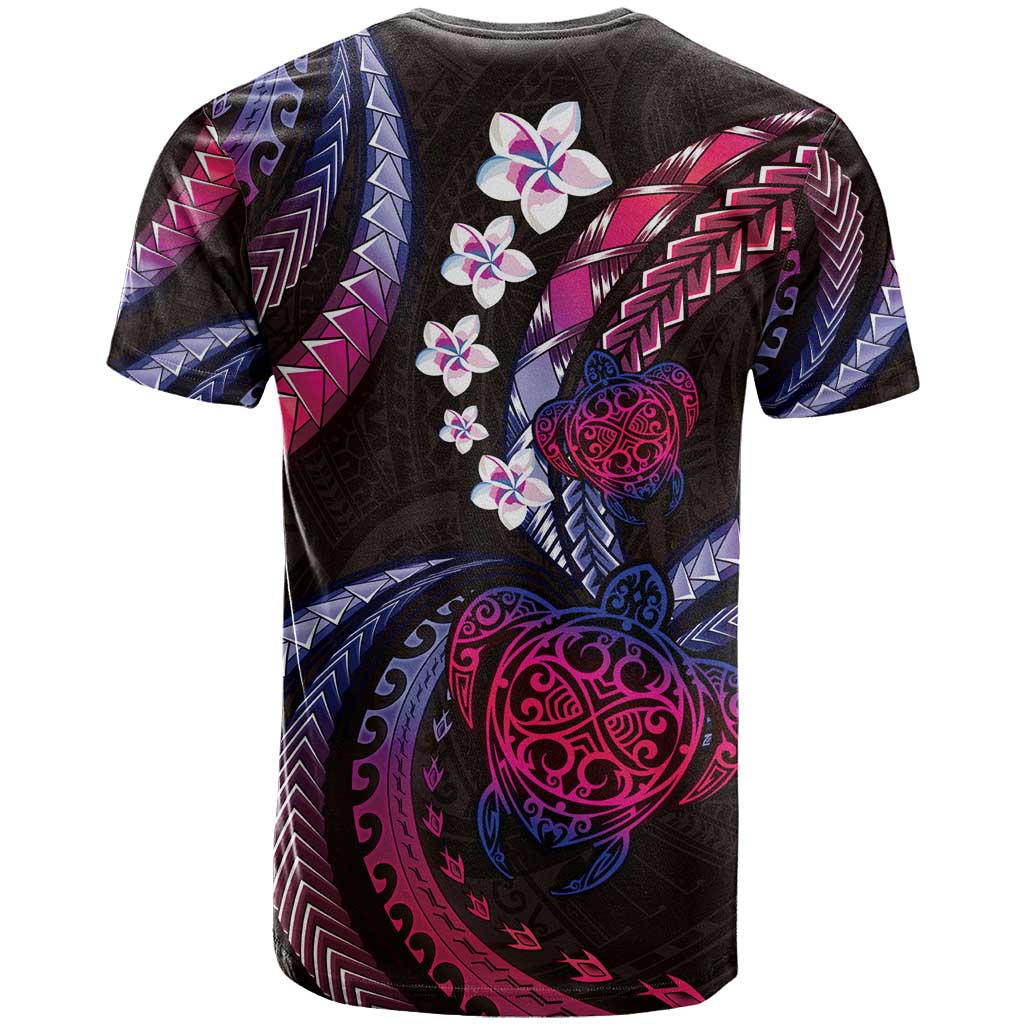 Hawaii Turtles Plumeria T Shirt Sweet Gradient Polynesian Pattern