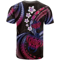 Hawaii Turtles Plumeria T Shirt Sweet Gradient Polynesian Pattern