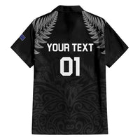 Custom New Zealand 2024 Rugby Family Matching Off Shoulder Maxi Dress and Hawaiian Shirt Silver Fern Aotearoa Kiwi