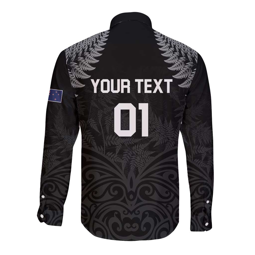 Custom New Zealand 2024 Rugby Long Sleeve Button Shirt Silver Fern Aotearoa Kiwi LT01 - Polynesian Pride