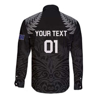 Custom New Zealand 2024 Rugby Long Sleeve Button Shirt Silver Fern Aotearoa Kiwi LT01 - Polynesian Pride