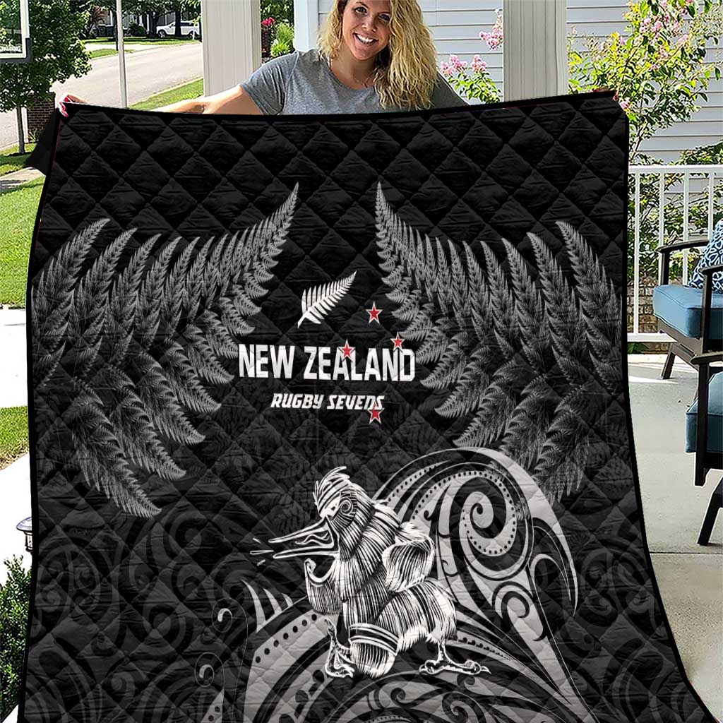 New Zealand 2024 Rugby Quilt Silver Fern Aotearoa Kiwi LT01 Black - Polynesian Pride