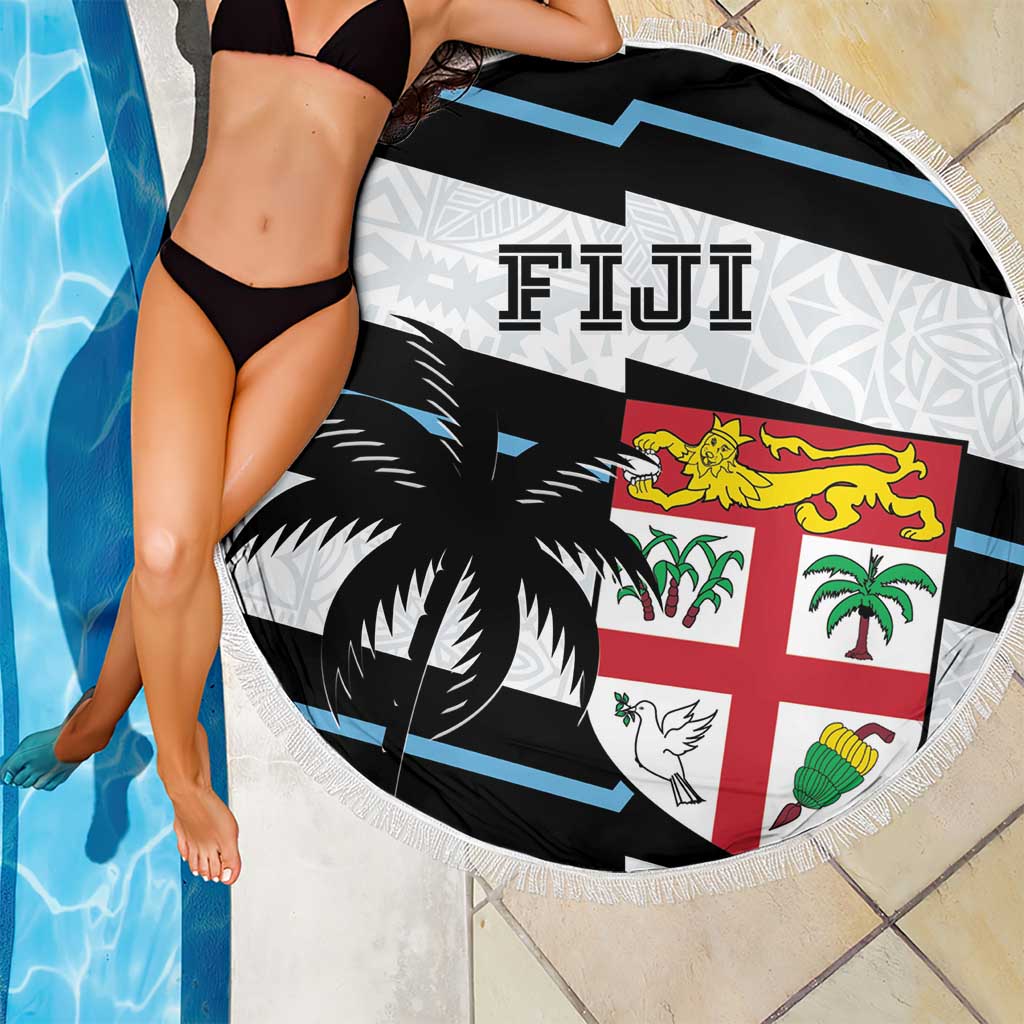 Fiji 2024 Rugby Beach Blanket Fijian Tapa Pattern