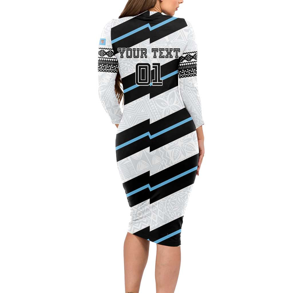 Custom Fiji 2024 Rugby Long Sleeve Bodycon Dress Fijian Tapa Pattern LT01 - Polynesian Pride
