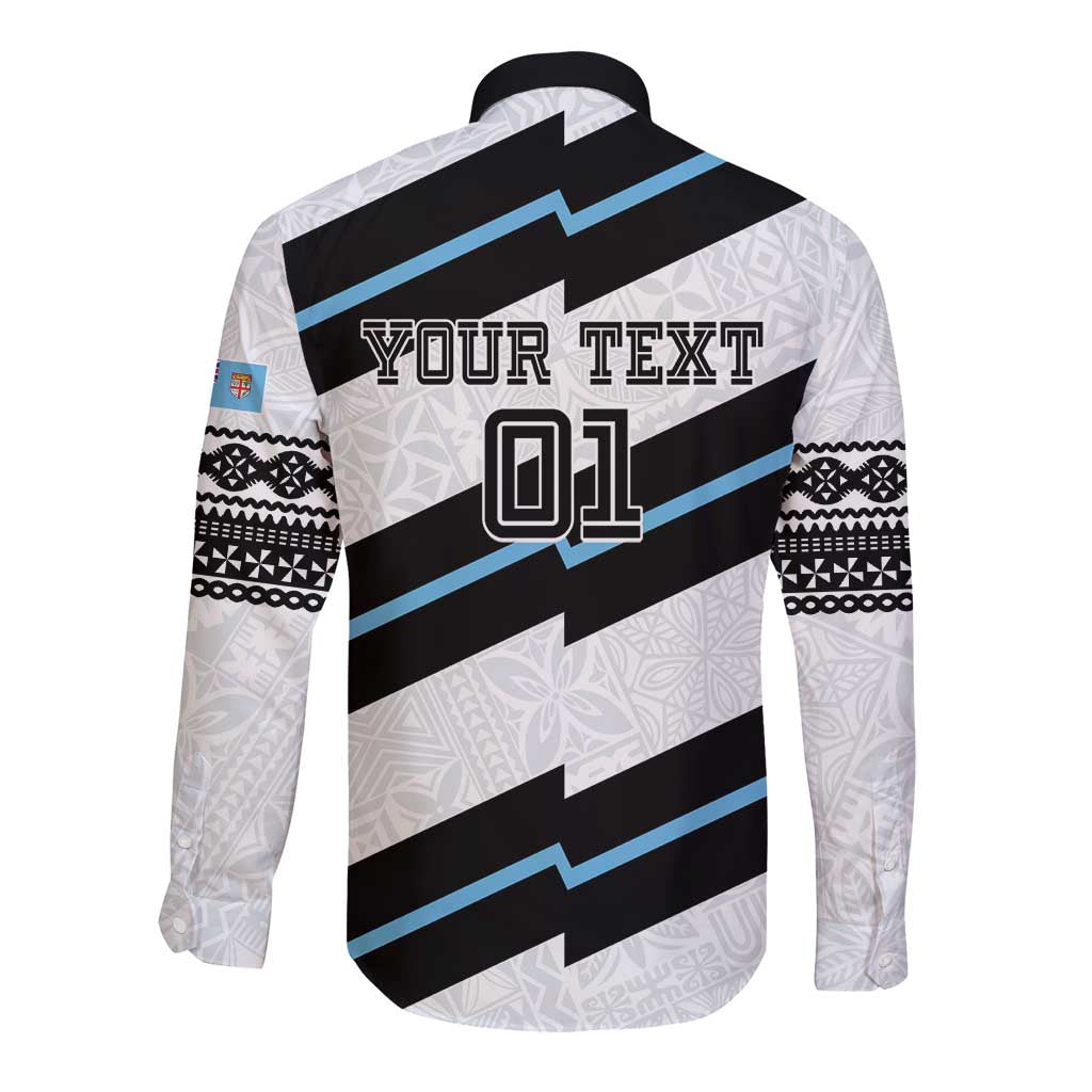 Custom Fiji 2024 Rugby Long Sleeve Button Shirt Fijian Tapa Pattern LT01 - Polynesian Pride
