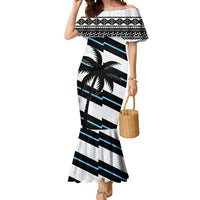 Custom Fiji 2024 Rugby Mermaid Dress Fijian Tapa Pattern LT01 Women White - Polynesian Pride