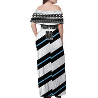 Custom Fiji 2024 Rugby Off Shoulder Maxi Dress Fijian Tapa Pattern