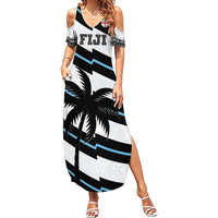 Custom Fiji 2024 Rugby Summer Maxi Dress Fijian Tapa Pattern LT01 Women White - Polynesian Pride