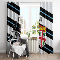 Fiji 2024 Rugby Window Curtain Fijian Tapa Pattern