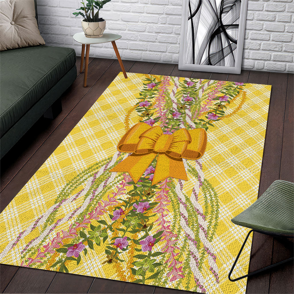 Hawaii Palaka Pikake Lokelani Plumeria Area Rug Melemele Coquette Bow