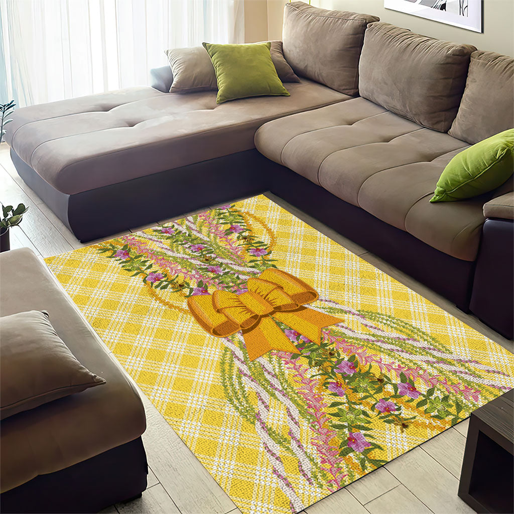 Hawaii Palaka Pikake Lokelani Plumeria Area Rug Melemele Coquette Bow