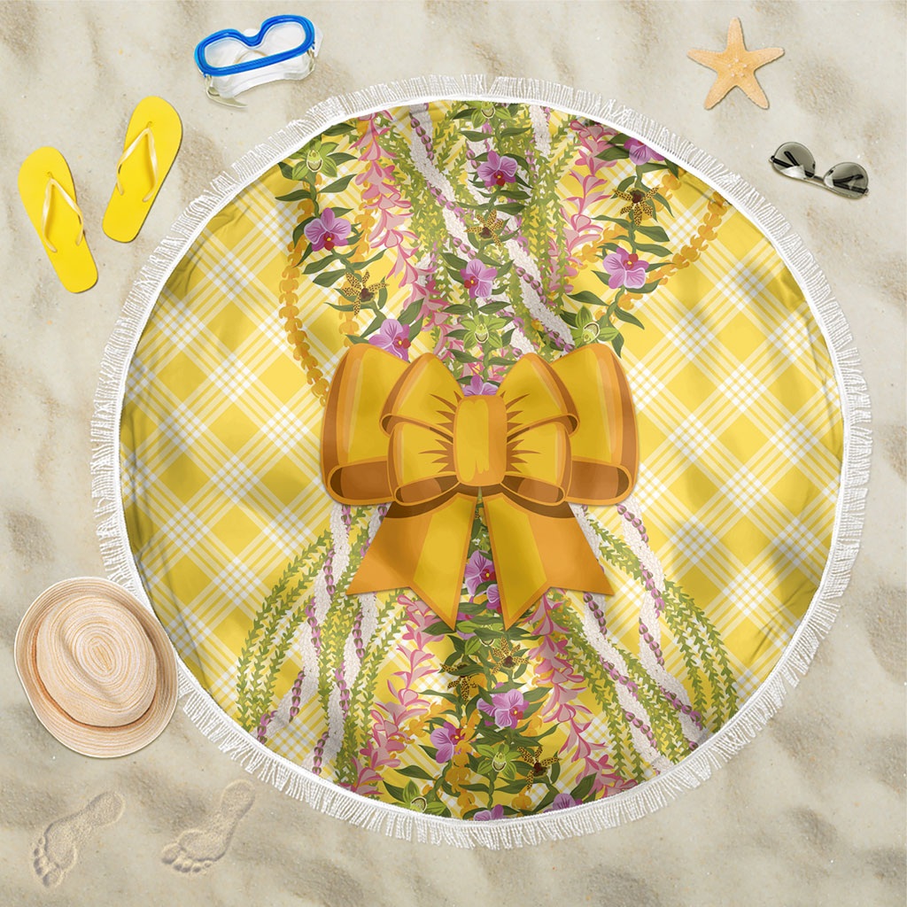Hawaii Palaka Pikake Lokelani Plumeria Beach Blanket Melemele Coquette Bow LT01 One Size 150cm Yellow - Polynesian Pride