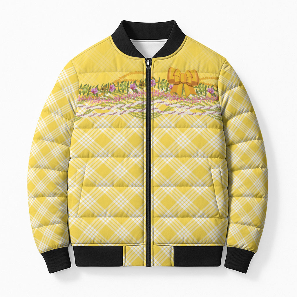 Hawaii Palaka Pikake Lokelani Plumeria Bomber Puffer Jacket Melemele Coquette Bow