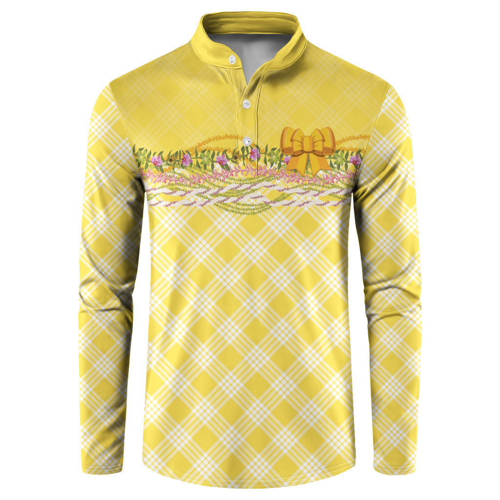 Hawaii Palaka Pikake Lokelani Plumeria Button Sweatshirt Melemele Coquette Bow LT01 Yellow - Polynesian Pride