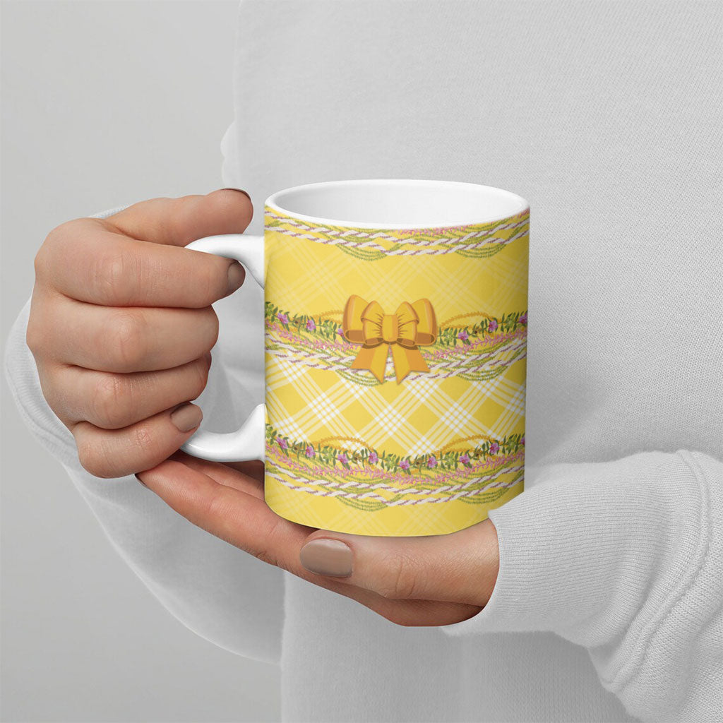 Hawaii Palaka Pikake Lokelani Plumeria Ceramic Mug Melemele Coquette Bow