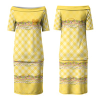 Hawaii Palaka Pikake Lokelani Plumeria Couples Matching Puletasi and Long Sleeve Button Shirt Melemele Coquette Bow LT01 - Polynesian Pride
