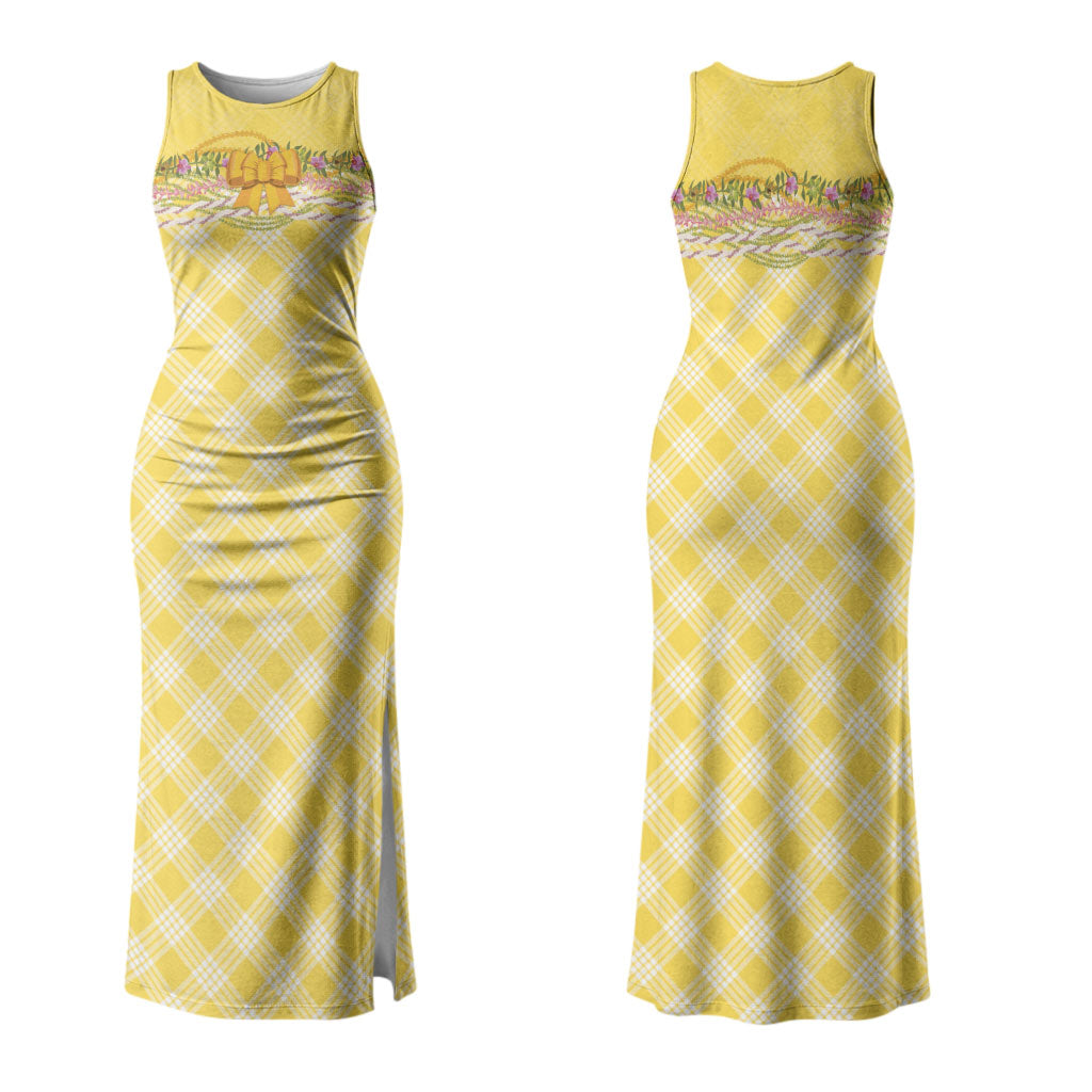 Hawaii Palaka Pikake Lokelani Plumeria Couples Matching Tank Maxi Dress and Long Sleeve Button Shirt Melemele Coquette Bow LT01 - Polynesian Pride