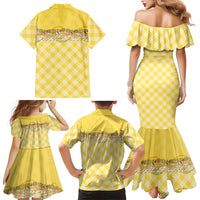 Hawaii Palaka Pikake Lokelani Plumeria Family Matching Mermaid Dress and Hawaiian Shirt Melemele Coquette Bow